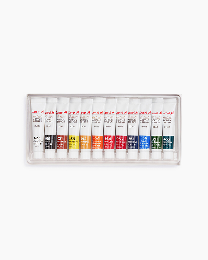 Camel Artistic Acrylic Color-20ml Tubes, 12 Shades2