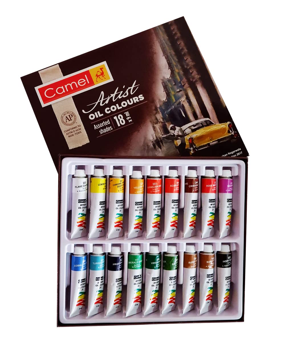 Camel Artist’s Oil Color Box – 9ml tubes, 18 Shades